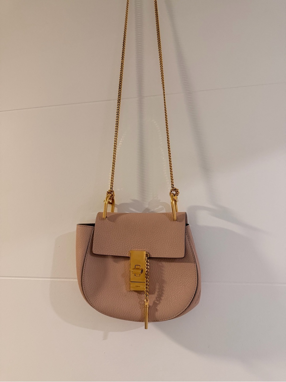 Chloe Small Drew Crossbody Bag in Nude Beige with Gold Hardware - Picture 2 of 7